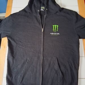 monster energy Unleash The Beast Black zip up hoodie Mens Size Large